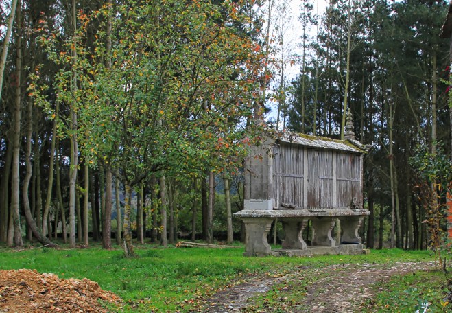 We saw a lot of these and finally found out it's a granary. Apparently this design keeps rodents out.