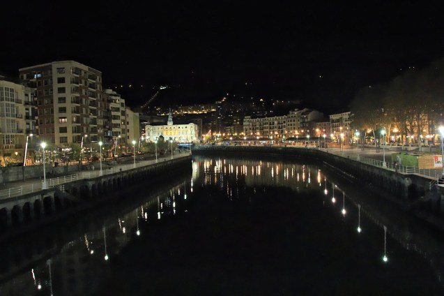 View of the river at night