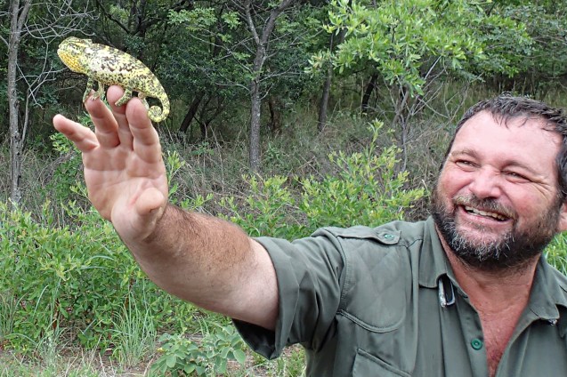 Andy and the tiny leopard tortoise. Andy loves his job :D