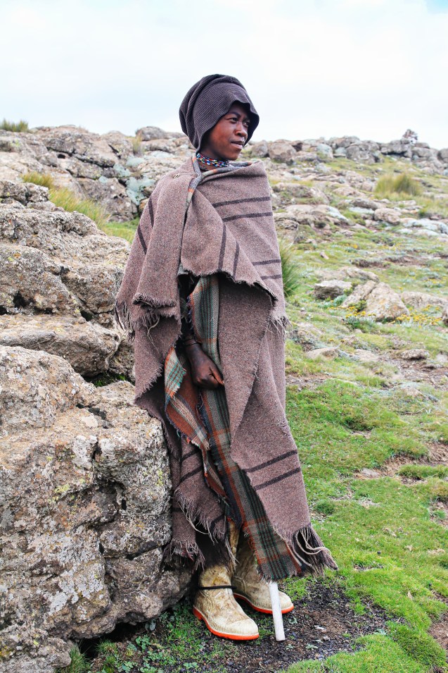 Shepherd boys wear a blanket with just underwear underneath so they don't ruin their clothes