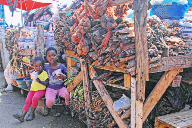 Helping Mom out at the market