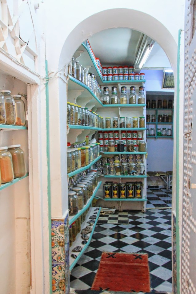 Moroccan Pharmacy. Jars of healing herbs