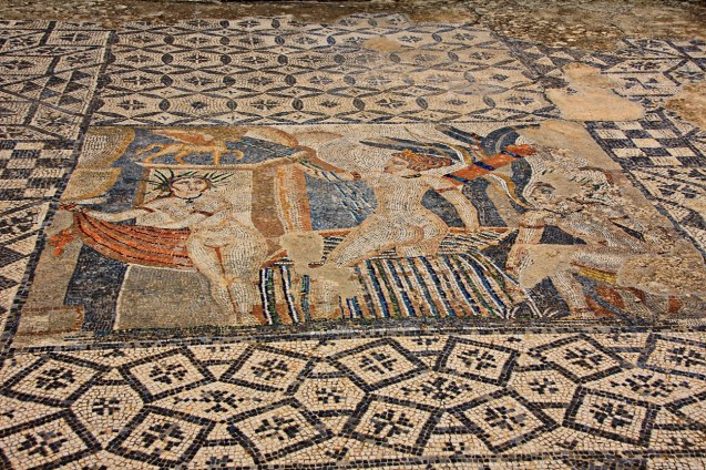 Mosaic in the floor. 