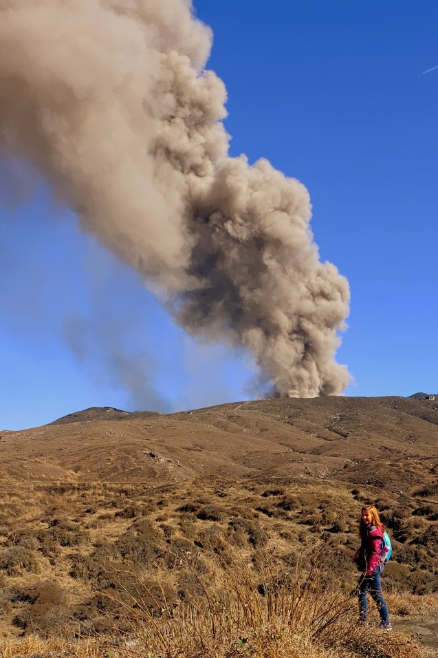 Aso volcano spewing ash