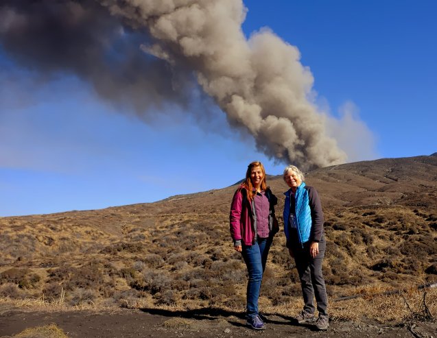 Us in front of the ASO volcano