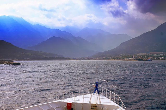 Approaching Yakushima on the ferry